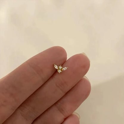 1PC Smooth Love Mini Exquisite Puncture Ear Bone Nail for Women Ins 925 Sterling Silver Geometric Zircon Stud Earring New